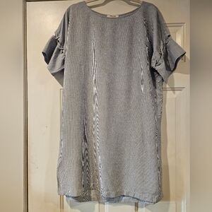 Madewell Striped Midi Dress in Blue and White